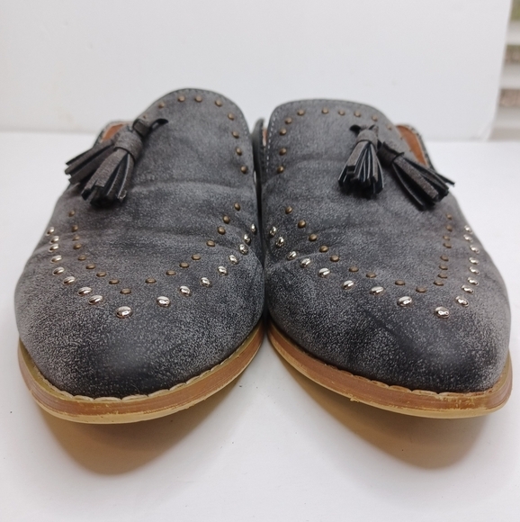 Mi iM Boho Leather Studded Tassel Loafer Flats - Picture 5 of 13